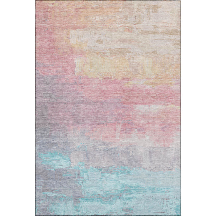 10' X 14' Abstract Washable Area Rug With UV Protection (693942) - Salmon / Silver / Teal
