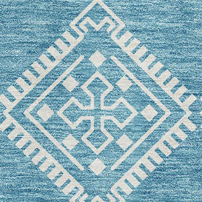 10' X 14' Southwestern Washable Area Rug With UV Protection (671678) - Teal / Ivory