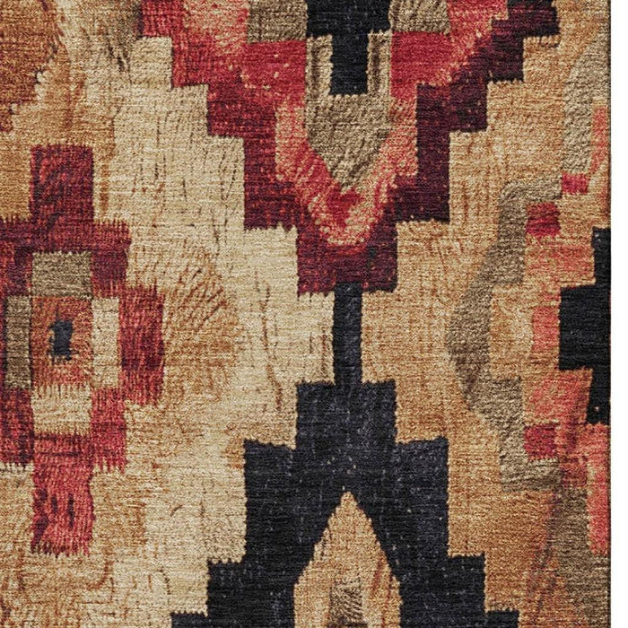 10' X 14' Washable Area Rug With UV Protection (707239) - Rust / Beige / Charcoal