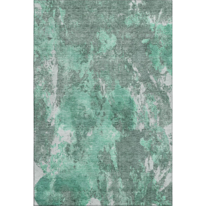 10' X 14' Abstract Washable Area Rug With UV Protection (700313) - Teal / Silver