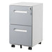 Gray Giga 3-drawer mobile filing cabinet with locking drawers, rolling on five wheels, fits letter and A4 documents.