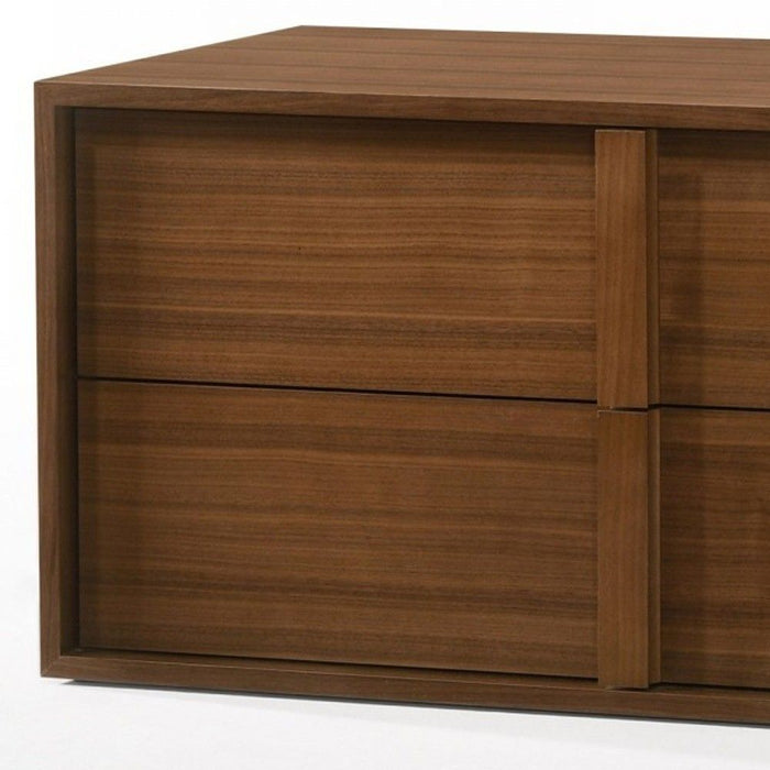 Modern Nightstand With Two Integrated Drawers - Walnut