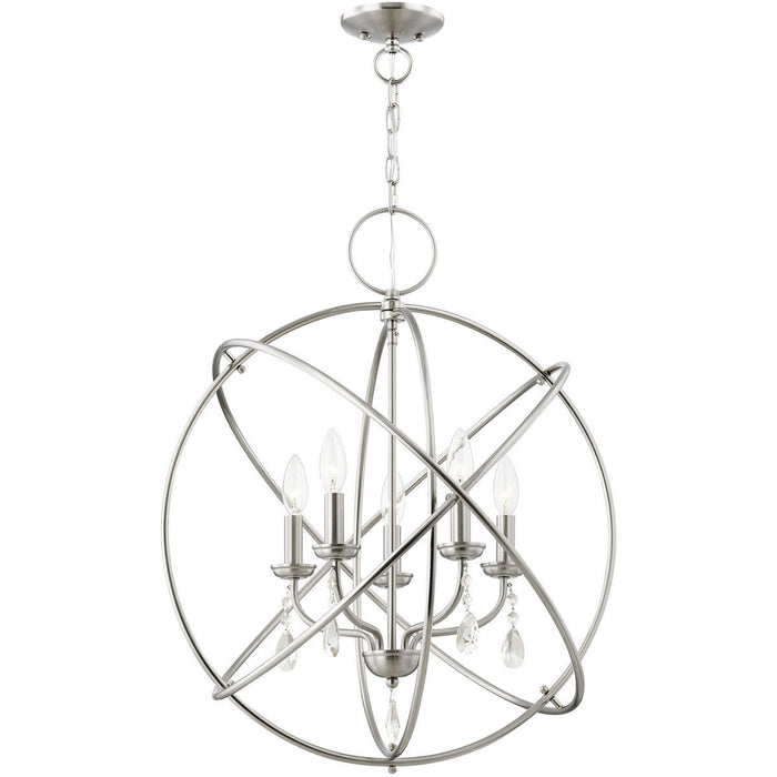 27" 5 Light Dimmable Chandelier With Shades - Nickel