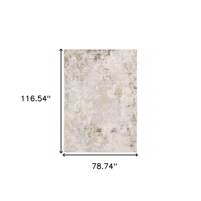 6' x 9' Abstract Power Loom Stain Resistant Area Rug - Beige Ivory Tan Gray And Brown