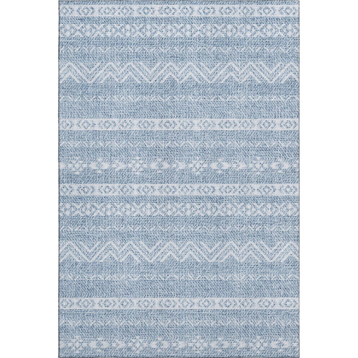 8' X 10' Southwestern Washable Area Rug Polyester With UV Protection - Blue And Ivory