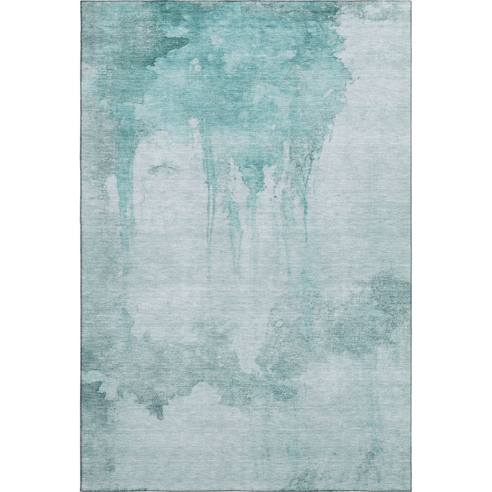 10' X 14' Abstract Washable Area Rug With UV Protection (701533) - Teal / Aqua