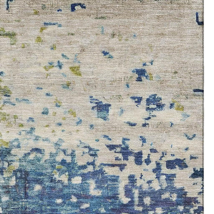 10' X 14' Abstract Washable Area Rug With UV Protection (699646) - Blue / Green / Beige