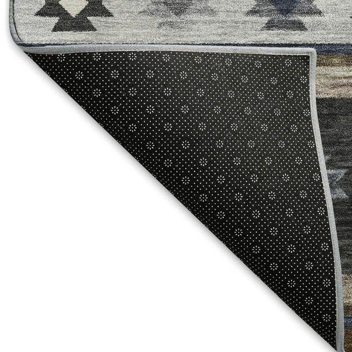 10' X 14' Geometric Washable Area Rug With UV Protection (645690) - Midnight / Ivory / Beige