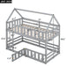 Giga twin over twin house bunk bed with safety fence and door, featuring a playful design for children's bedroom decor