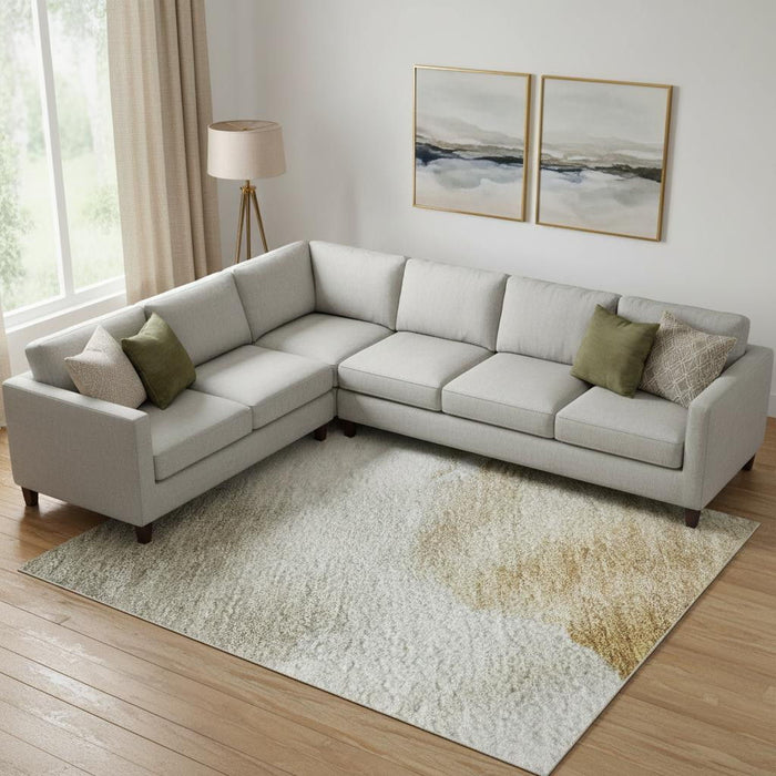 10' X 14' Abstract Washable Area Rug With UV Protection (701593) - Beige / Gray / Copper