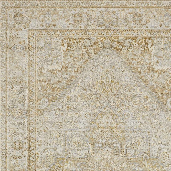 9' x 12' Floral Area Rug - Ivory And Gold