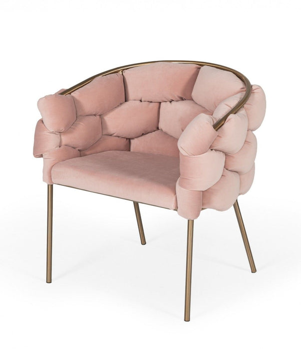 Upholstered Fabric Dining Arm Chair - Pink