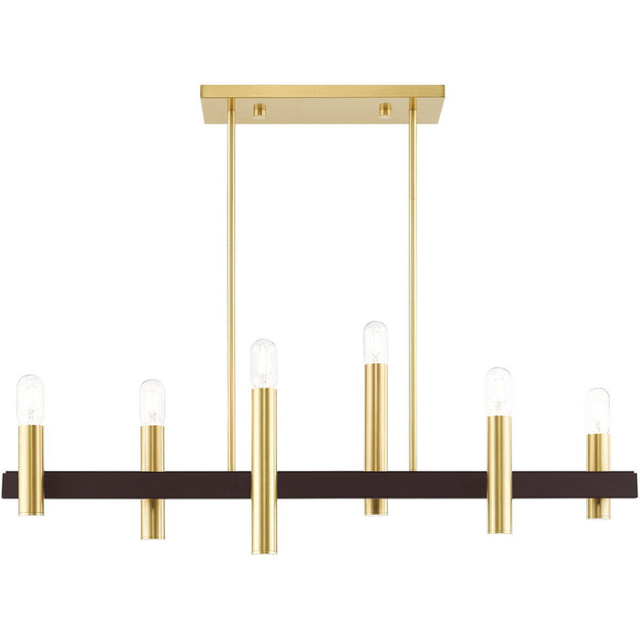 Six-Light Dimmable Chandelier With Shades - Bronze