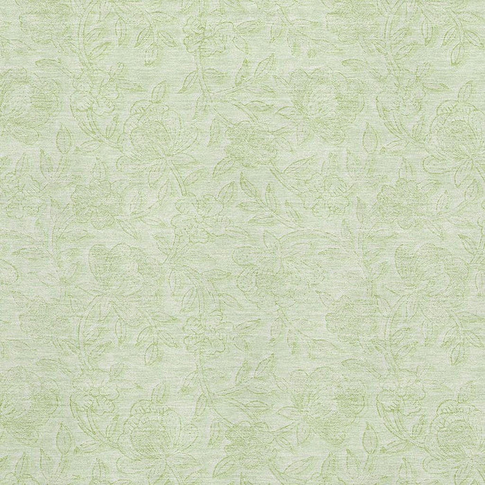 10' X 14' Floral Washable Area Rug With UV Protection - Artichoke Green And Ivory