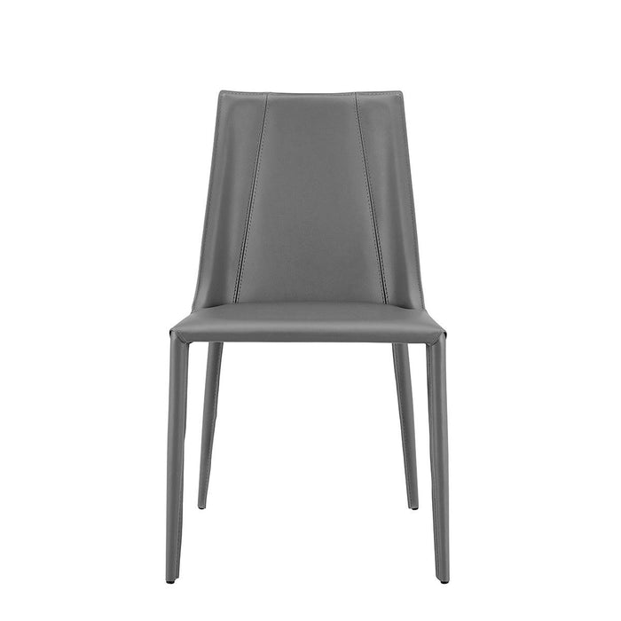 Upholstered Leather Dining Side Chair - Gray
