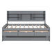 Giga Captain bed with built-in bookshelves, three storage drawers, and a trundle for versatile sleeping and storage options