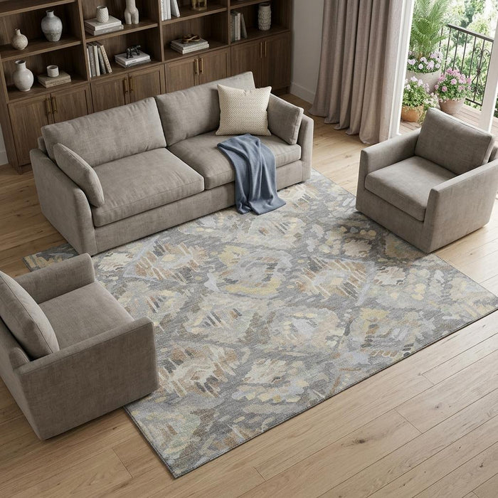 10' X 14' Geometric Washable Area Rug With UV Protection (693018) - Gray / Beige / Tan