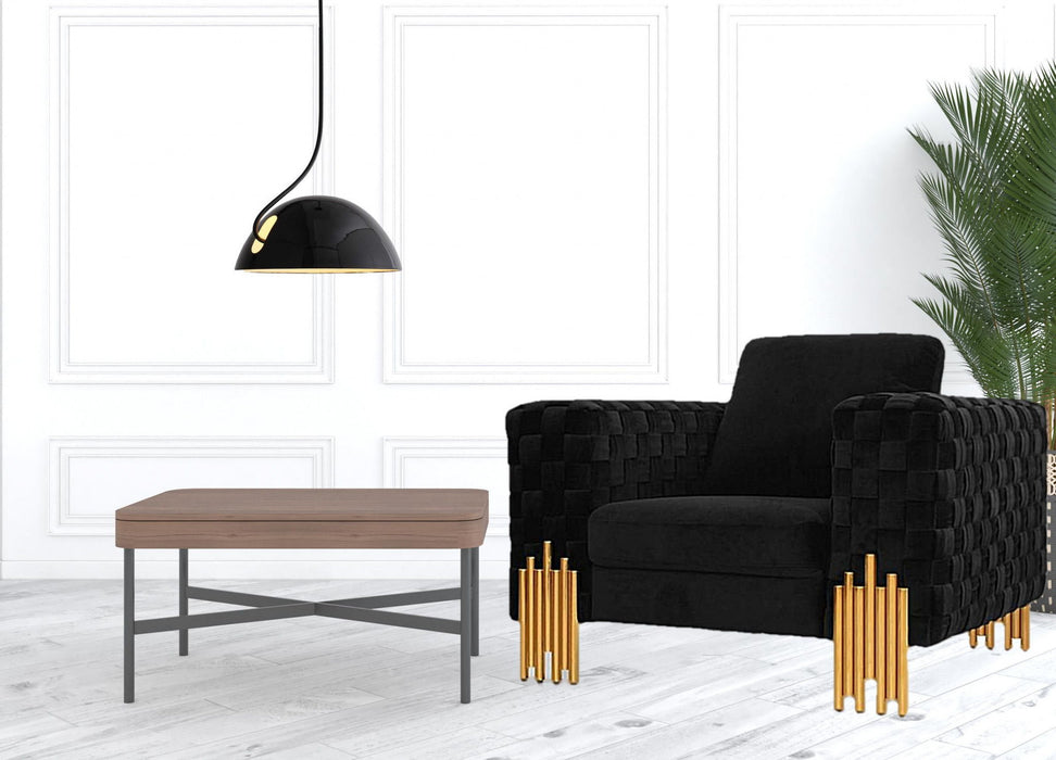 Velvet And Gold Art Deco Lounge Chair - Black