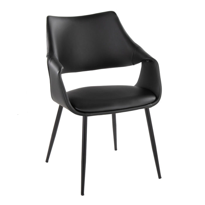 Curvo - High Back Upholstered Chair (Set of 2) - Black Metal Legs