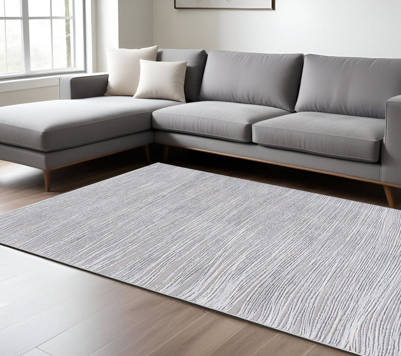 7' x 9' Striped Power Loom Area Rug - Gray And Ivory