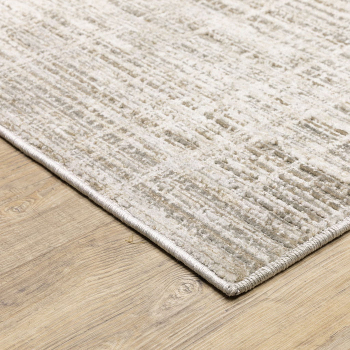 6' x 9' Abstract Power Loom Stain Resistant Polyester Area Rug - Beige Gray Ivory Tan And Brown