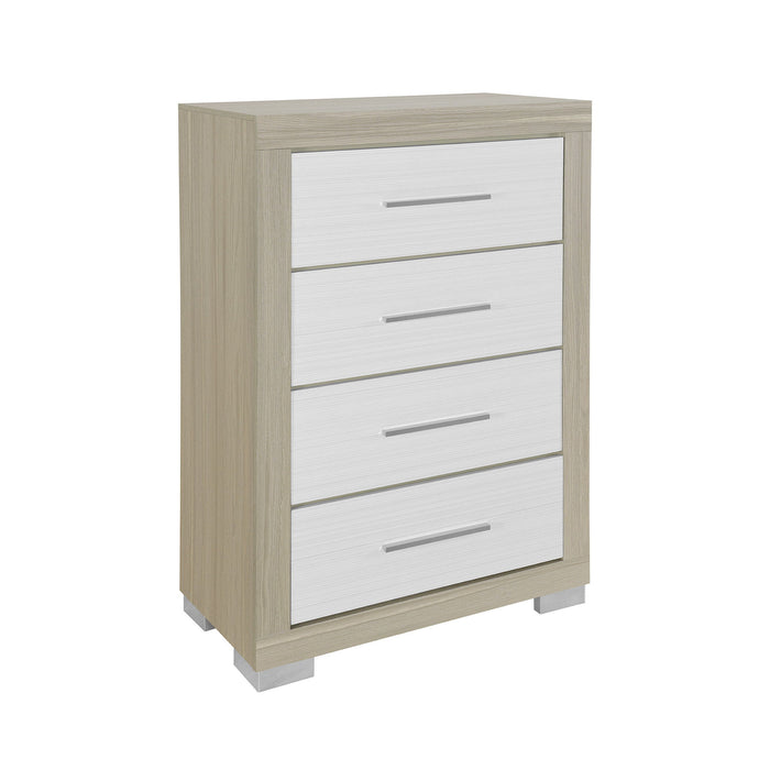 31" Wood Four Drawer Dresser - Natural And White