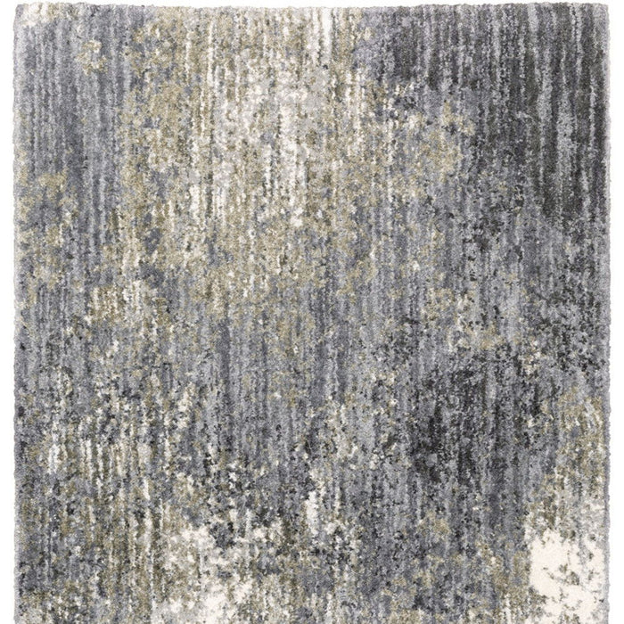 8' X 11' Abstract Shag Area Rug - Gray And Ivory