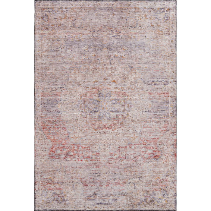 10' X 14' Floral Medallion Washable Area Rug With UV Protection (695600) - Terra Cotta / Beige / Gray