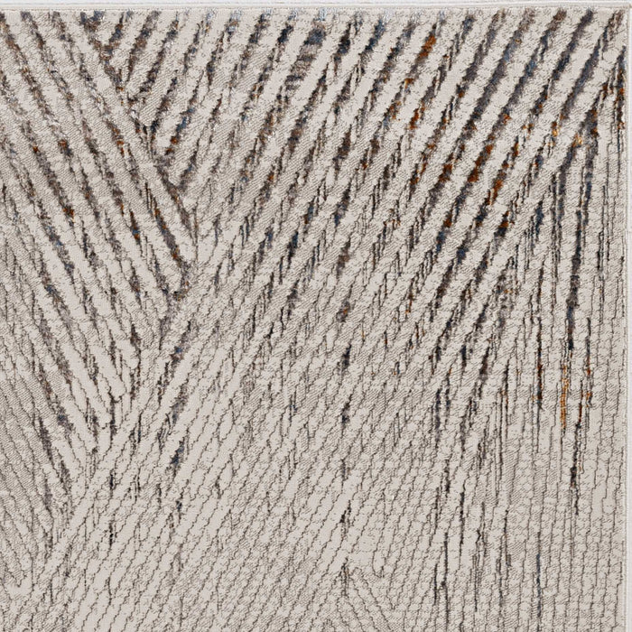 10' x 13' Machine Woven Geometric Lines Indoor Area Rug - Ivory Gray