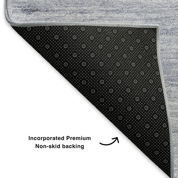 10' X 14' Abstract Washable Area Rug With UV Protection (651118) - Navy Blue / Ivory