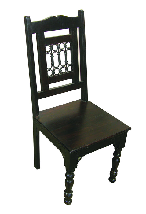 Metal And Wood Slat Back Dining Side Chair - Dark Brown