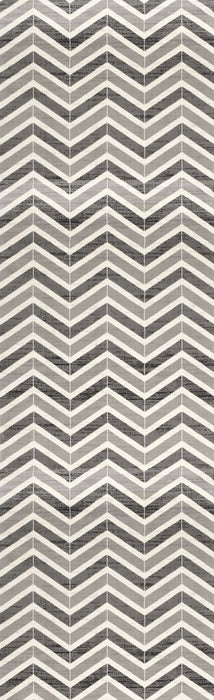 17' Runner Geometric Runner Rug (609619) - Gray / Beige