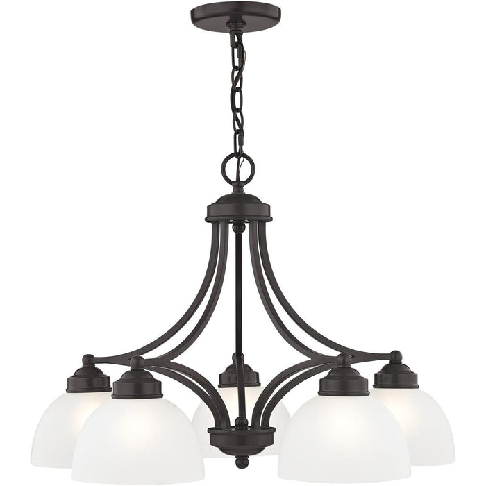 18" Five-Light Dimmable Chandelier With Shades - Bronze