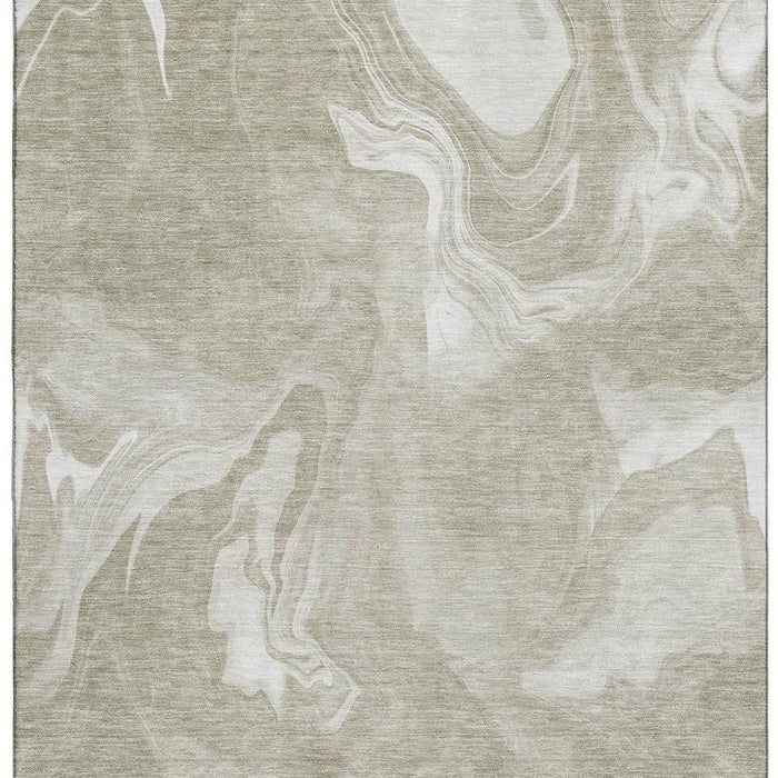 10' X 14' Abstract Washable Area Rug With UV Protection - Taupe And Ivory
