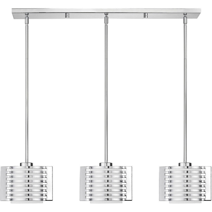 Three Light Metal Dimmable Chandelier With Shades - Silver / Opal