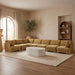Velvet performance fabric upholstered 7-piece sectional sofa by Meridian Furniture, stationary sectional with plush seating.