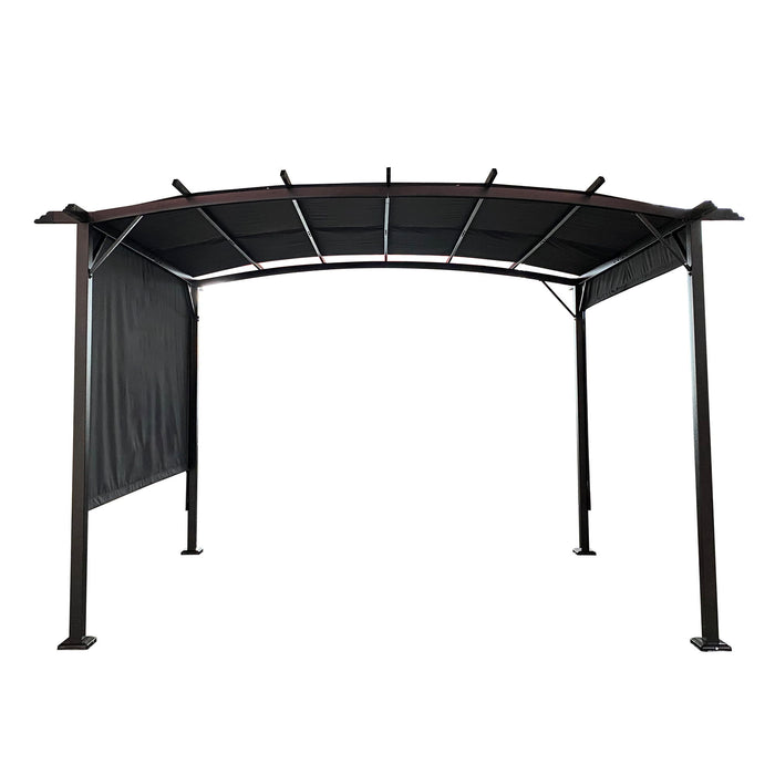Giga outdoor patio pergola gazebo with steel frame and retractable canopy, providing sun shelter and shade for outdoor spaces