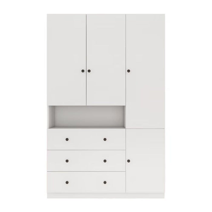 74" Modern Four Door Three Drawer Combo Dresser - White