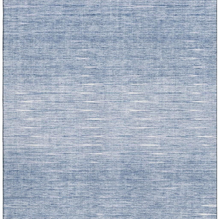 10' X 14' Abstract Washable Area Rug With UV Protection - Denim Blue And Ivory