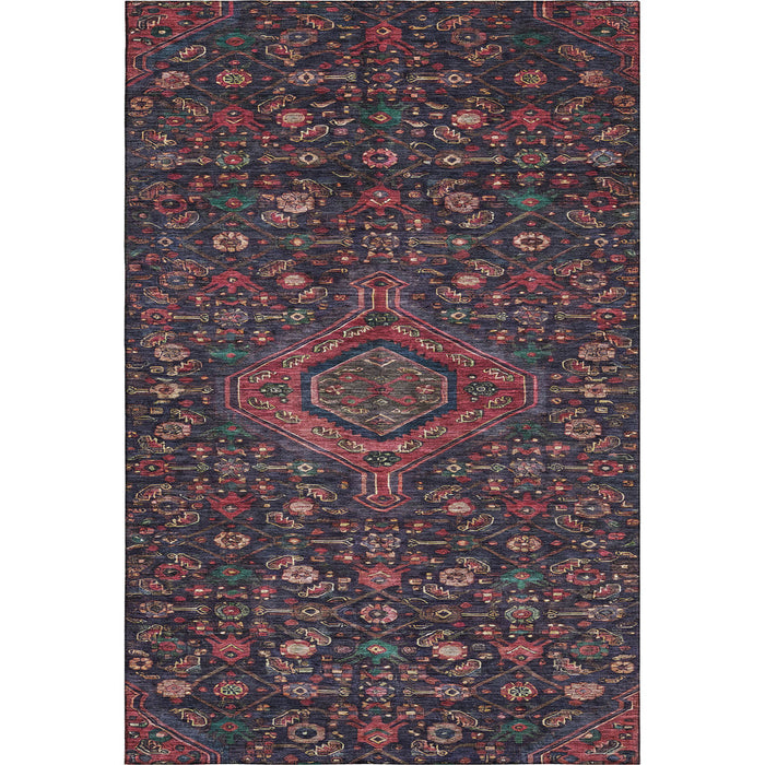10' X 14' Floral Washable Area Rug With UV Protection (691800) - Navy Blue / Teal / Blush