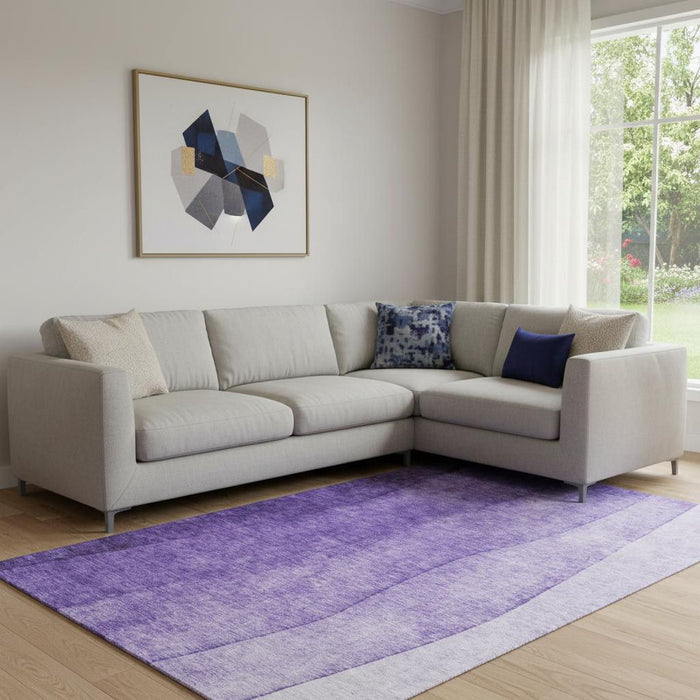 10' X 14' Ombre Washable Area Rug With UV Protection (652749) - Purple / Ivory