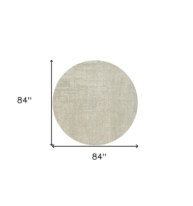8' Round Abstract Non Skid Area Rug - Gray And Beige