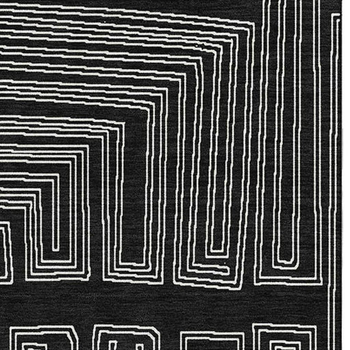 10' X 14' Geometric Washable Area Rug With UV Protection (681953) - Black / Ivory