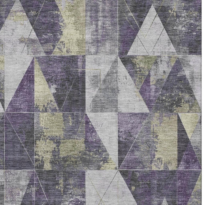 10' X 14' Geometric Washable Area Rug With UV Protection (706993) - Purple / Beige