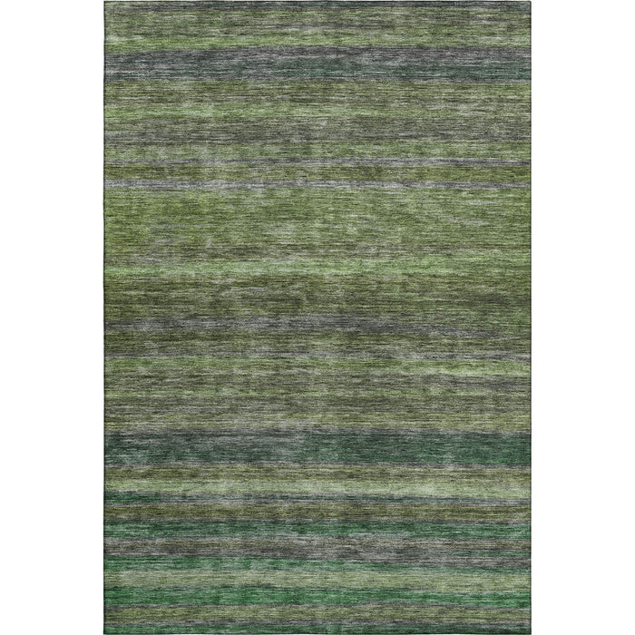 10' X 14' Striped Washable Area Rug With UV Protection (695666) - Artichoke Green / Gray
