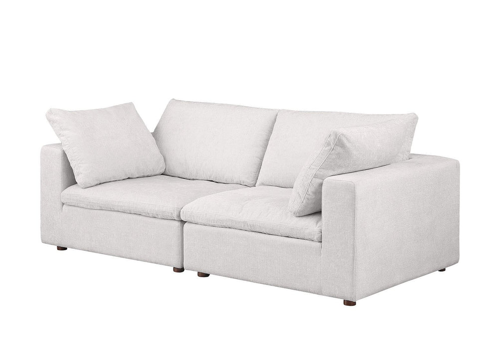 Italian Leather Loveseat - Pearl / Brown