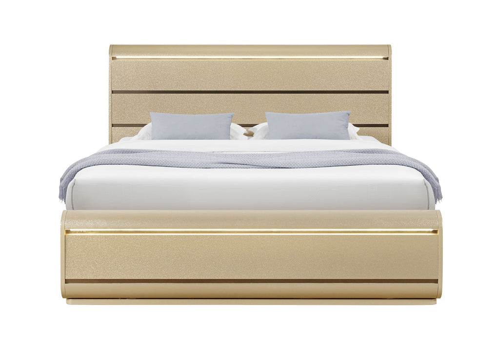Genesis - Queen Bed With LED - Gold