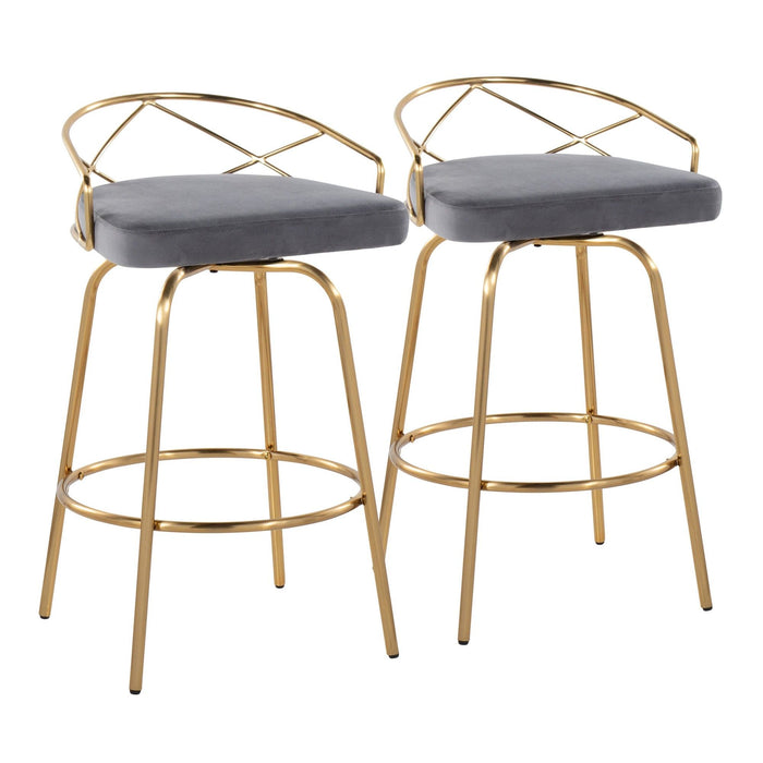 Charlotte - Glam - 26" Fixed-Height Counter Stool (Set of 2) - Gold Base
