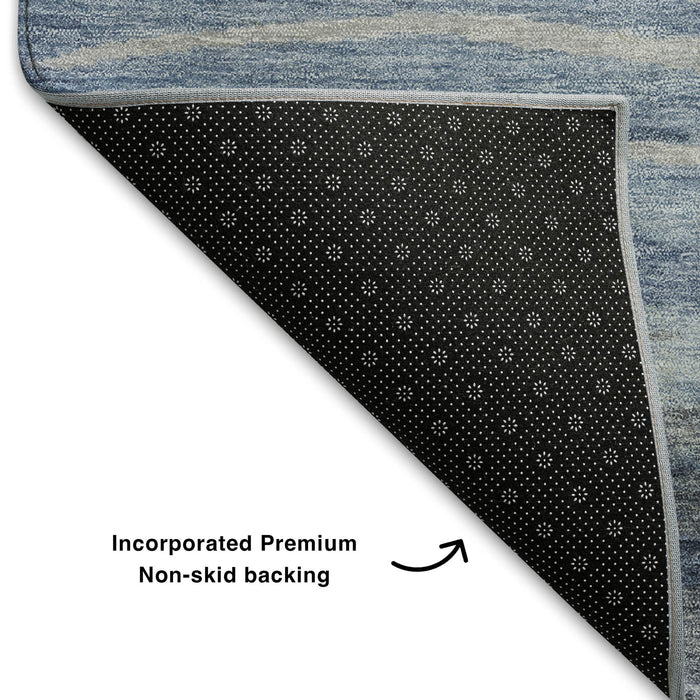 10' X 14' Abstract Washable Area Rug With UV Protection (708523) - Blue / Gray / Silver