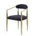 Set of 2 Giga mid-century modern dining chairs with boucle and Sherpa backrest, metal legs, ideal for kitchen or dining room.
